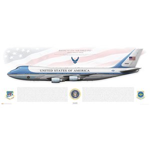 Premium Size Only: 40x16" / 1000x400mm
Boeing VC-25A (Boeing 747-200B), 89th Airlift Wing, SAM 29000 "Air Force One" - Andrews AFB, Maryland Squadron Lithograph