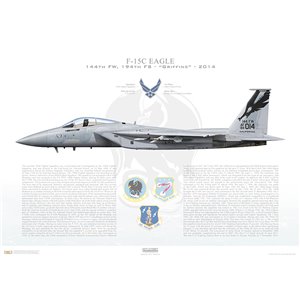F-15C Eagle 144th Fighter Wing, 194th Fighter Squadron, CA/84-014 - California Air National Guard - Fresno ANG Base, CA - 2014 Squadron Lithograph