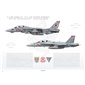 VF-102 to VFA-102 Diamondbacks Transition, 2002 / F-14B Tomcat - F/A-18F Super Hornet - Profile Print