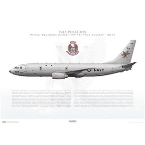 P-8A Poseidon Patrol Squadron Sixteen (VP-16) War Eagles, LF429 / 168429. NAS Jacksonville, FL - 2014 Squadron Lithograph