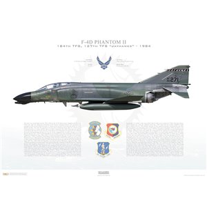 F-4D Phantom II 184th Tactical Fighter Group, 127th Tactical Fighter Squadron "Jayhawks", 66-712 - Kansas Air National Guard (ANG), McConnell AFB, KS, 1984 Squadron Lithograph