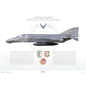 F-4D Phantom II 184th Tactical Fighter Group, 127th Tactical Fighter Squadron "Jayhawks", 66-7553 - Phantom Pharewell, Kansas Air National Guard (ANG), McConnell AFB, KS, 1990 Squadron Lithograph