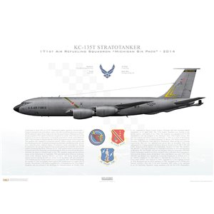KC-135T Stratotanker 127th Wing, 171st Air Refueling Squadron, 60-0345 - Michigan Air National Guard - Selfridge ANG Base, MI - 2014 Squadron Lithograph