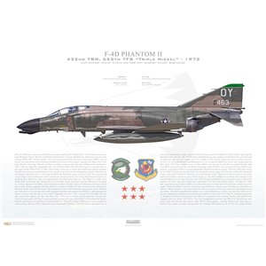 F-4D Phantom II 432nd Tactical Reconnaissance Wing, 555th Tactical Fighter Squadron "Triple Nickel", 66-7463. Udorn RTAFB, Thailand, 1972 - Mig Killer Squadron Lithograph