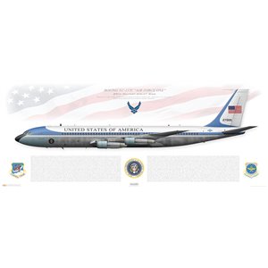 Premium Size Only: 40x16" / 1000x400mm
Boeing VC-137C (Boeing 707-353B), 89th Airlift Wing, SAM 27000 "Air Force One" - Andrews AFB, Maryland Squadron Lithograph