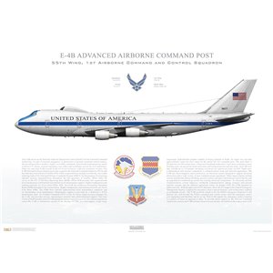 E-4B National Airborne Operations Center 55th W, 1st ACCS NAOC, 73-1677 "Doomsday Plane". Offutt AFB, NE Squadron Lithograph