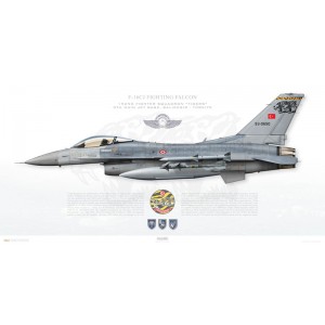 F-16CJ Fighting Falcon 93-0690, 192nd Fighter Squadron / 192 Filo "Tigers", Balikesir AFB, Turkey - 2005 Squadron Lithograph