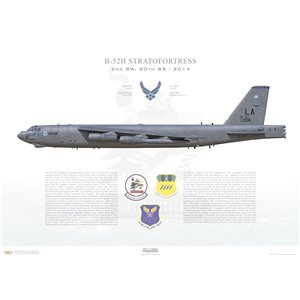 B-52H Stratofortress 2nd BW, 20th BS, LA/60-0008 "Lucky Lady IV". Barksdale AFB, LA - 2014 Squadron Lithograph