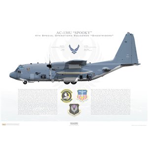 AC-130U "Spooky II" (Hercules Gunship) 1st Special Operations Wing, 4th Special Operations Squadron, 88-0163 - Hurlburt Field, FL - Squadron Lithograph