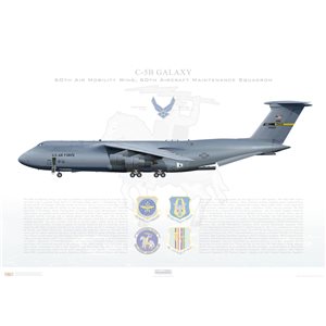 C-5B Galaxy 60th Air Mobility Wing, 349th Air Mobility Wing, 60th Aircraft Maintenance Squadron, 05-0002 - Travis AFB, CA Squadron Lithograph