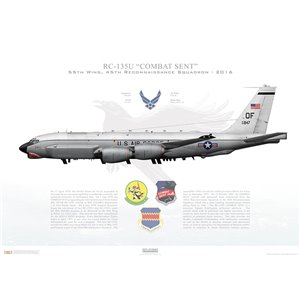 RC-135U Combat Sent 55th Wing, 45th Reconnaissance Squadron, 64-14847 - Offutt AFB, NE - 2016 Squadron Lithograph