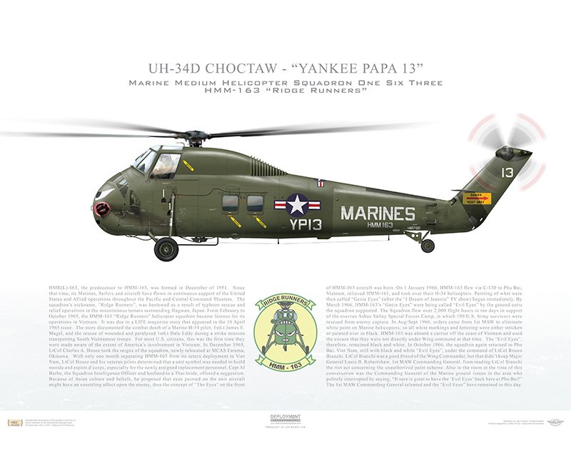 Aircraft profile print of UH-34D Choctaw, HMM-163 