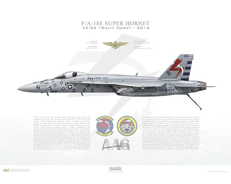Aircraft Profile Print Of F A 18e Super Hornet Vx 23 Salty Dogs Sd100 16 Profile Print In Various Sizes