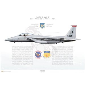 F-15C Eagle 36th Tactical Fighter Wing, 22nd Tactical Fighter Squadron, BT/79-051 - Bitburg AB, Germany - Operation Desert Storm, 1981 - Squadron Lithograph