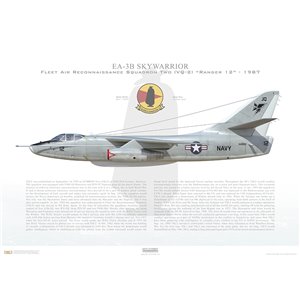 EA-3B Skywarrior VQ-2 Sandeman, JQ12 "Ranger 12" / 144850. NS Rota, Spain - 1987 Squadron Lithograph