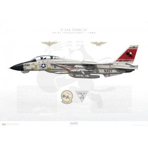 F-14A Tomcat VF-31 Tomcatters, AE202 / 162688. CVW-6, USS Forrestal CV-59 - 1986 Squadron Lithograph