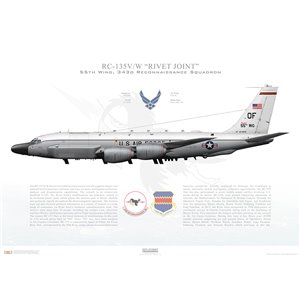 RC-135V/W Rivet Joint 55th Wing, 343rd Reconnaissance Squadron, 64-4845 - Offutt AFB, NE - 2017 Squadron Lithograph