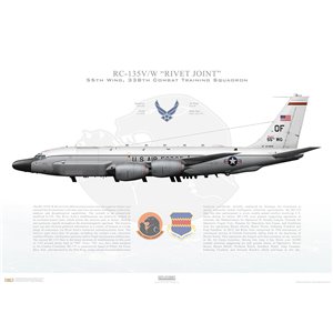 RC-135V/W Rivet Joint 55th Wing, 338th Combat Training Squadron, 64-4845 - Offutt AFB, NE - 2017 Squadron Lithograph