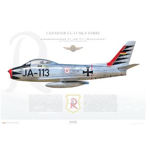 Canadair CL-13 Mk.6 Sabre, Jagdgeschwader 71 (JG 71) “Richthofen”, JA+113, Luftwaffe Wittmundhafen Air Base - Squadron Lithograph
