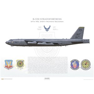 B-52H Stratofortress 57th W, 340th WPS, BD/60-0057 "Luck be a Lady". Barksdale AFB, LA - Squadron Lithograph