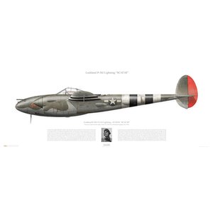 P-38J-15-LO Lighning, 43-28341 "SCAT III" - 479th FG, 434rd FS - Wattisham, England, July 1944. Flown by Captain Robin Olds - Squadron Lithograph