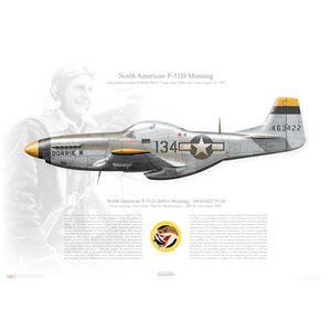 P-51D-20NA Mustang, 44-63422 / 134 "Dorrie R" - 15th FG, 78th FS "Bushmasters" - Iwo Jima, 1945. Flown by Capt. Jerry Yellin - Squadron Lithograph