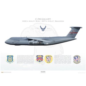 C-5M Super Galaxy 439th Airlift Wing, 337th Airlift Squadron, 87-0073 - Westover ARB, MA Squadron Lithograph