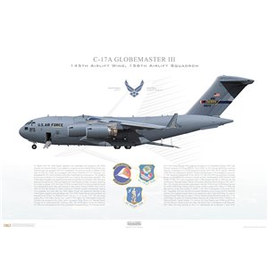 C-17A Globemaster III 145th Air Wing, 156th Airlift Squadron, 93-0602 - Charlotte ANGB, NC Squadron Lithograph