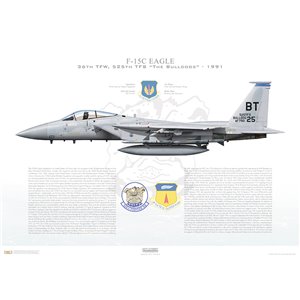 F-15C Eagle 36th Tactical Fighter Wing, 525th Tactical Fighter Squadron, BT/79-0025 - Bitburg Air Base, Germany, 1991- Squadron Lithograph