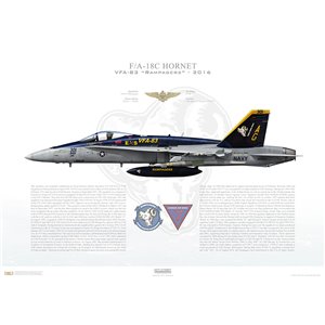 F/A-18C Hornet VFA-83 Rampagers, AG301 / 165202. CVW-7, USS Harry S Truman CVN-75 - 2016 Squadron Lithograph