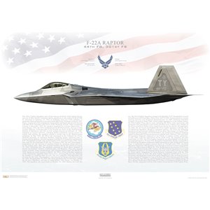 F-22A Raptor 44th Fighter Group, 301st Fighter Squadron, TY/05-4105 - Tyndall AFB, FL - 2018 Squadron Lithograph