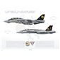 VF-31 to VFA-31 Tomcatters Transition, 2006-2007 / F-14D Tomcat - F/A-18E Super Hornet - Profile Print