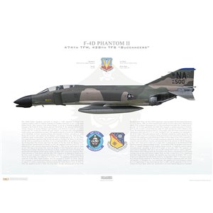 F-4D Phantom II 474th Tactical Fighter Wing, 428th Tactical Fighter Squadron "Buccaneers", 66-7500 - Nellis AFB, NV / 1976 - Squadron Lithograph