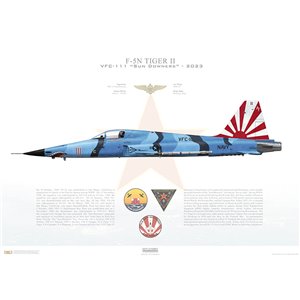F-5N Tiger II VFC-111 Sun Downers, AF111 / 761562. TSW-20 - 2023 Squadron Lithograph