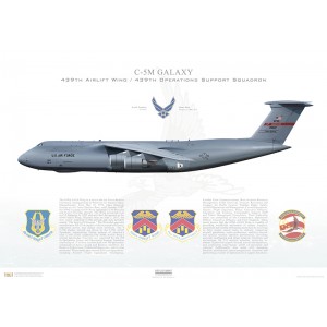 C-5M Super Galaxy 439th Airlift Wing, 439th Operations Support  Squadron, 87-0073 - Westover ARB, MA Squadron Lithograph