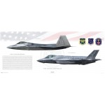 F-22A Raptor - F-35A Lightning II Transition, 44th FG "The Flying Eightballs" - Profile Print