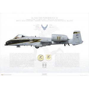 A-10A Thunderbolt II 103rd FW, 118th FS Flying Yankees, CT/78-621 Black Lightning. Connecticut Air National Guard (ANG) - 80th Anniversary, 2003 Squadron Lithograph