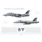 VF-143 to VFA-143 Pukin' Dogs Transition, 2005 / F-14B Tomcat - F/A-18E Super Hornet - Profile Print