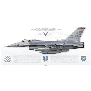 F-16C Fighting Falcon 188th Fighter Wing, 184th Fighter Squadron, FS/86-279 - Arkansas Air National Guard - Fort Smith ANGS, AR - 2003 Squadron Lithograph
