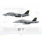 VF-103 to VFA-103 Jolly Rogers Transition, 2005 / F-14B Tomcat - F/A-18F Super Hornet - Profile Print